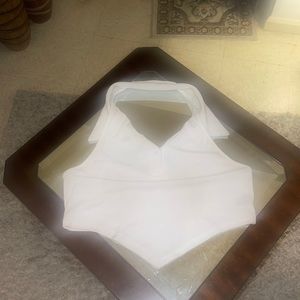 White button up halter top